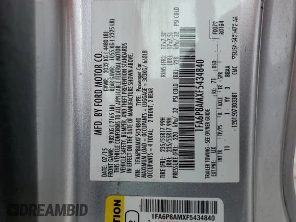 ✅ 2015 Ford Mustang V6 • VIN: 1FA6P8AMXF5434840 • Lot: 85901145. Listed on Copart with 119,046 mi. Free auction sales archive from the USA and detailed vehicle history report at DreamBid. Image 12.