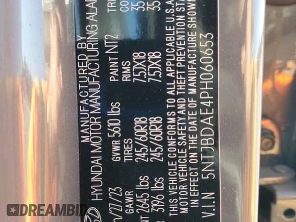 2023 Hyundai Santa Cruz SEL z VIN 5NTJBDAE4PH060653, wystawiony jako Copart lot #82682805 z przebiegiem 33 020 mil mil oraz Szkoda całkowita • Salvage title. Historia ofert i sprzedaży dostępna na DreamBid. Obrazek 12.