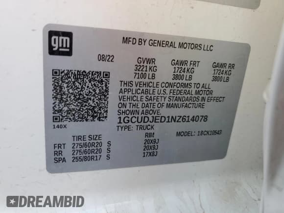 ✅ 2022 Chevrolet Silverado 1500 High Country • VIN: 1GCUDJED1NZ614078 • Lot: 86520365. Listed on Copart with 36,622 mi. Free auction sales archive from the USA and detailed vehicle history report at DreamBid. Image 13.