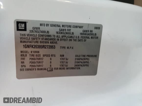 ✅ 2009 Chevrolet Suburban 1LT • VIN: 1GNFK26389R272863 • Lot: 78642574. Wystawiony na Copart z przebiegiem 204 638 mil. Bezpłatny archiwum sprzedaży aukcyjnych z USA i szczegółowy raport historii pojazdu na DreamBid. Zdjęcie 15.