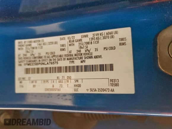 ✅ 2022 Ford Bronco Big Bend • VIN: 1FMEE5BP0NLA76575 • Lot: 96089495. Wystawiony na Copart z przebiegiem 34 094 mil. Bezpłatny archiwum sprzedaży aukcyjnych z USA i szczegółowy raport historii pojazdu na DreamBid. Zdjęcie 13.