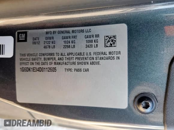 ✅ 2013 Cadillac CTS Performance • VIN: 1G6DK1E34D0112605 • Лот: 61972835. Опубликован ранее на Copart с пробегом 84 695 миль. Бесплатный доступ к архиву аукционных продаж из США и подробный отчёт об истории автомобиля на DreamBid. Изображение 12.