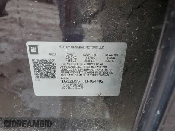 2020 Chevrolet Malibu LS z VIN 1G1ZB5ST0LF024492, wystawiony jako Copart lot #64884475 z przebiegiem 102 460 mil mil oraz Szkoda całkowita • Salvage title. Historia ofert i sprzedaży dostępna na DreamBid. Obrazek 12.