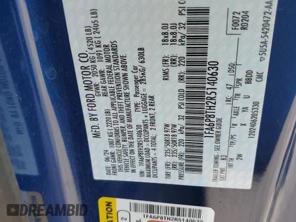 ✅ 2024 Ford Mustang EcoBoost Premium • VIN: 1FA6P8TH2R5140630 • Lot: 71417555. Wystawiony na Copart z przebiegiem 8 366 mil. Bezpłatny archiwum sprzedaży aukcyjnych z USA i szczegółowy raport historii pojazdu na DreamBid. Zdjęcie 12.