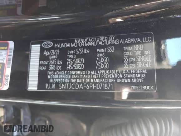 2023 Hyundai Santa Cruz Night Edition с VIN 5NTJCDAF6PH071871, выставлен на аукционе Copart как лот 64869504 с пробегом 14 432 миль миль и Списание • Salvage title. История ставок и продаж доступна на DreamBid. Изображение 12.