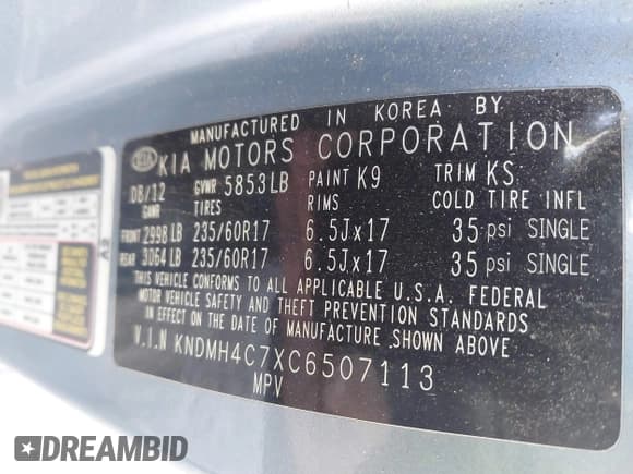 ✅ 2012 Kia Sedona EX • VIN: KNDMH4C7XC6507113 • Лот: 43679172. Опубликован ранее на IAAI с пробегом 155 288 миль. Бесплатный доступ к архиву аукционных продаж из США и подробный отчёт об истории автомобиля на DreamBid. Изображение 9.