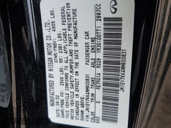 ✅ 2022 Infiniti Q60 Luxe • VIN: JN1EV7KK4NM600831 • Лот: 60650965. Опубликован ранее на Copart с пробегом 34 821 миль. Бесплатный доступ к архиву аукционных продаж из США и подробный отчёт об истории автомобиля на DreamBid. Изображение 12.