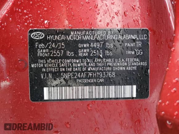 ✅ 2015 Hyundai Sonata SE • VIN: 5NPE24AF7FH193768 • Lot: 86293555. Wystawiony na Copart z przebiegiem 97 809 mil mil. Skorzystaj z bezpłatnego archiwum sprzedaży aukcyjnych z USA i zobacz szczegółowy raport historii pojazdu na DreamBid. Zdjęcie 13.