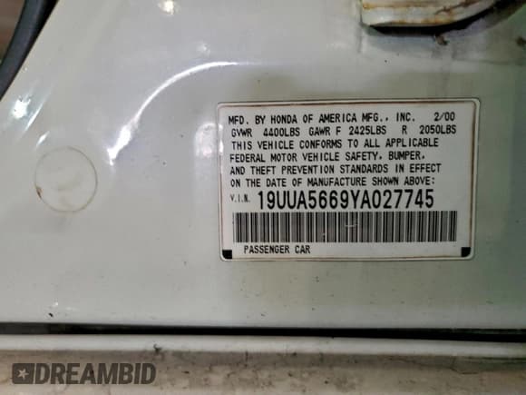 ✅ 2000 Acura TL • VIN: 19UUA5669YA027745 • Лот: 94077335. Опубликован ранее на Copart с пробегом 217 479 миль. Бесплатный доступ к архиву аукционных продаж из США и подробный отчёт об истории автомобиля на DreamBid. Изображение 12.