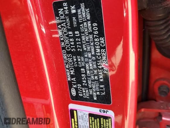 ✅ 2021 Kia Stinger GT1 • VIN: KNAE45LC6M6087609 • Лот: 65688625. Опубликован ранее на Copart с пробегом Не указан. Бесплатный доступ к архиву аукционных продаж из США и подробный отчёт об истории автомобиля на DreamBid. Изображение 12.