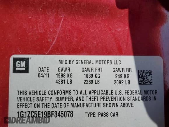 ✅ 2011 Chevrolet Malibu 1LT • VIN: 1G1ZC5E19BF345078 • Lot: 65245314. Wystawiony na Copart z przebiegiem 151 566 mil. Bezpłatny archiwum sprzedaży aukcyjnych z USA i szczegółowy raport historii pojazdu na DreamBid. Zdjęcie 12.