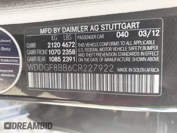 ✅ 2012 Mercedes-Benz C 300 Sport • VIN: WDDGF8BB6CR227922 • Lot: 41950171. Wystawiony na IAAI z przebiegiem 99 242 mil. Bezpłatny archiwum sprzedaży aukcyjnych z USA i szczegółowy raport historii pojazdu na DreamBid. Zdjęcie 9.