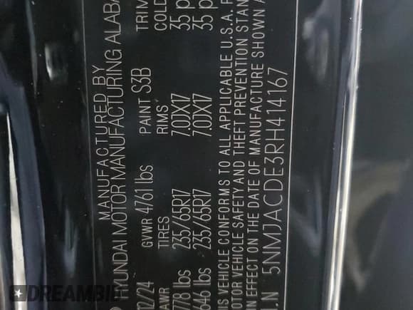 ✅ 2024 Hyundai Tucson SE • VIN: 5NMJACDE3RH414167 • Lot: 58067415. Wystawiony na Copart z przebiegiem 7 646 mil. Bezpłatny archiwum sprzedaży aukcyjnych z USA i szczegółowy raport historii pojazdu na DreamBid. Zdjęcie 13.