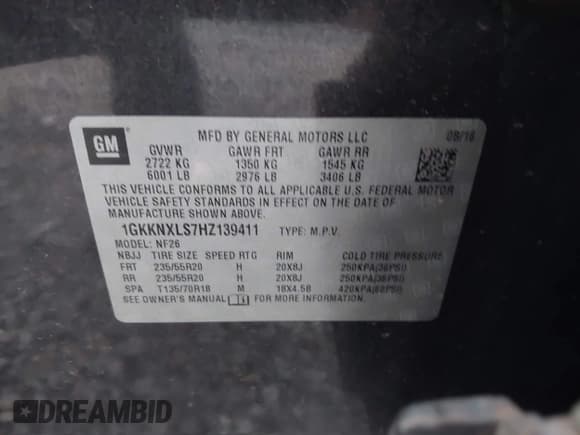 ✅ 2017 GMC Acadia Denali • VIN: 1GKKNXLS7HZ139411 • Lot: 43545586. Listed on IAAI with 113,896 mi. Free auction sales archive from the USA and detailed vehicle history report at DreamBid. Image 9.