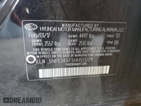 2017 Hyundai Sonata SE с VIN 5NPE24AF5HH555129, выставлен на аукционе Copart как лот 82622995 с пробегом 95 868 миль миль и Списание • Salvage title. История ставок и продаж доступна на DreamBid. Изображение 13.