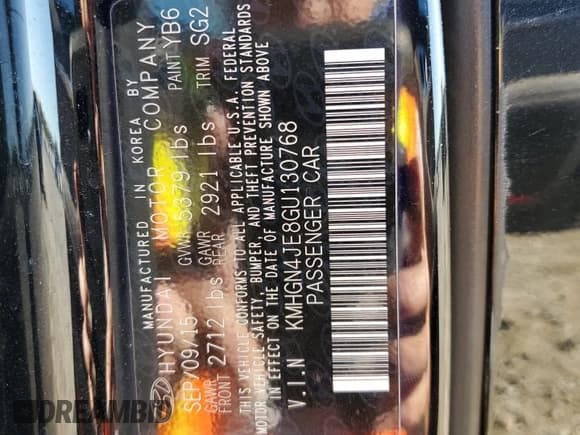 ✅ 2016 Hyundai Genesis 3.8L • VIN: KMHGN4JE8GU130768 • Lot: 79840584. Wystawiony na Copart z przebiegiem 63 464 mil. Bezpłatny archiwum sprzedaży aukcyjnych z USA i szczegółowy raport historii pojazdu na DreamBid. Zdjęcie 12.