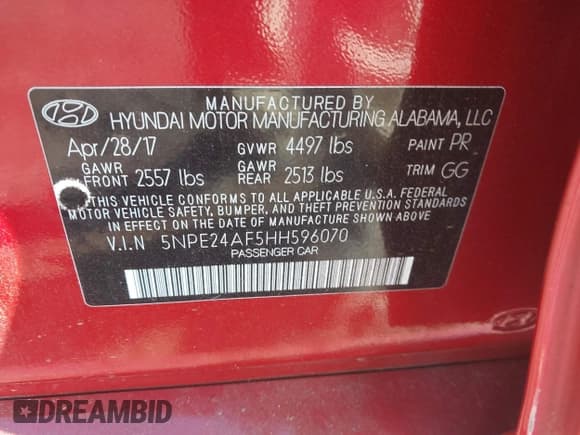 ✅ 2017 Hyundai Sonata SE • VIN: 5NPE24AF5HH596070 • Lot: 43070584. Listed on IAAI with 140,518 mi. Free auction sales archive from the USA and detailed vehicle history report at DreamBid. Image 9.