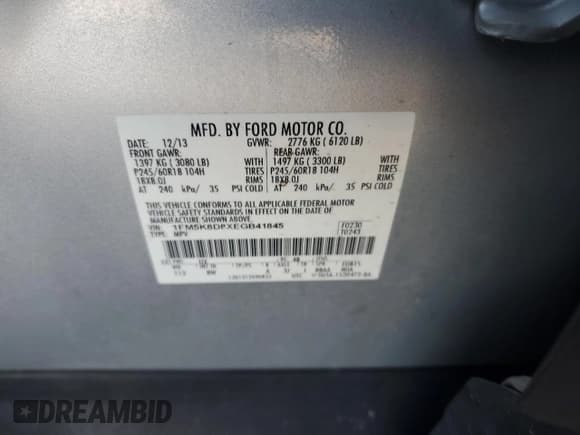 ✅ 2014 Ford Explorer XLT • VIN: 1FM5K8D8XEGB41845 • Lot: 92534635. Wystawiony na Copart z przebiegiem 203 942 mil. Bezpłatny archiwum sprzedaży aukcyjnych z USA i szczegółowy raport historii pojazdu na DreamBid. Zdjęcie 12.