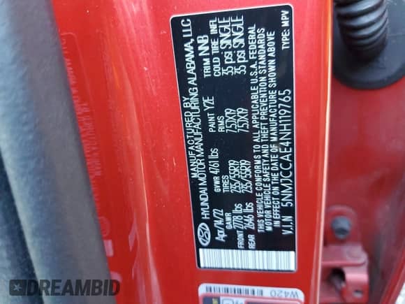 2022 Hyundai Tucson SEL с VIN 5NMJCCAE4NH119765, выставлен на аукционе Copart как лот 85766145 с пробегом 64 109 миль миль и Списание • Salvage title. История ставок и продаж доступна на DreamBid. Изображение 14.