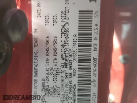 ✅ 2017 Toyota Tacoma SR5 • VIN: 5TFCZ5AN4HX049456 • Lot: 92877085. Listed on Copart with 223,216 mi. Free auction sales archive from the USA and detailed vehicle history report at DreamBid. Image 12.