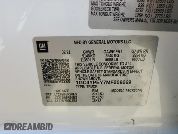 ✅ 2021 Chevrolet Silverado 2500HD LTZ • VIN: 1GC4YPEY7MF209269 • Лот: 55948895. Опубликован ранее на Copart с пробегом 70 110 миль. Бесплатный доступ к архиву аукционных продаж из США и подробный отчёт об истории автомобиля на DreamBid. Изображение 13.