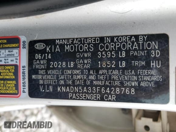 ✅ 2015 Kia Rio SX • VIN: KNADN5A33F6428768 • Lot: 43371585. Wystawiony na Copart z przebiegiem 141 318 mil. Bezpłatny archiwum sprzedaży aukcyjnych z USA i szczegółowy raport historii pojazdu na DreamBid. Zdjęcie 13.