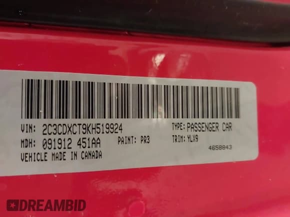 ✅ 2019 Dodge Charger R/T • VIN: 2C3CDXCT9KH519924 • Lot: 43659064. Listed on IAAI with 188,882 mi. Free auction sales archive from the USA and detailed vehicle history report at DreamBid. Image 9.