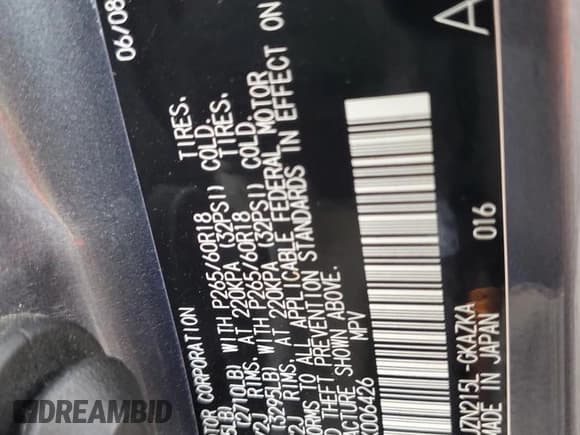 ✅ 2008 Toyota 4Runner Limited • VIN: JTEBT17RX8K006426 • Lot: 83840885. Listed on Copart with 188,147 mi. Free auction sales archive from the USA and detailed vehicle history report at DreamBid. Image 13.