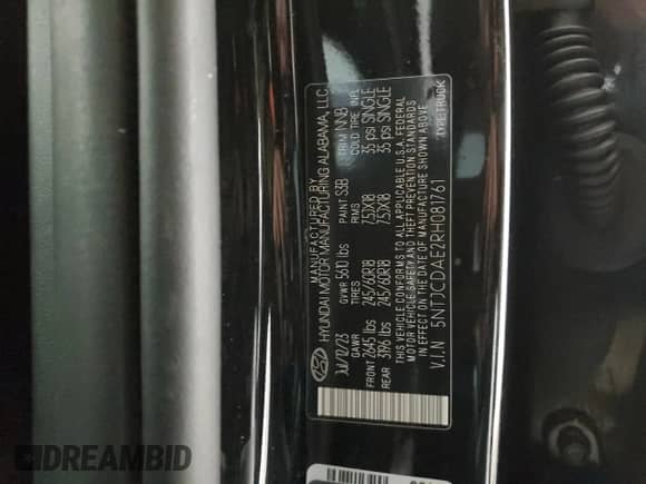 2024 Hyundai Santa Cruz SEL z VIN 5NTJCDAE2RH081761, wystawiony jako Copart lot #83656624 z przebiegiem 9 178 mil mil oraz Szkoda całkowita • Salvage title. Historia ofert i sprzedaży dostępna na DreamBid. Obrazek 12.