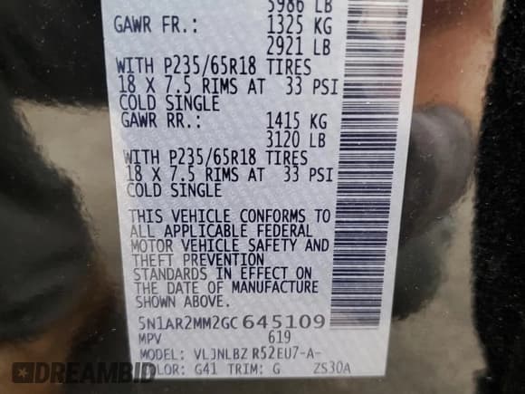 ✅ 2016 Nissan Pathfinder S • VIN: 5N1AR2MM2GC645109 • Лот: 87306675. Опубликован ранее на Copart с пробегом 120 894 миль. Бесплатный доступ к архиву аукционных продаж из США и подробный отчёт об истории автомобиля на DreamBid. Изображение 13.