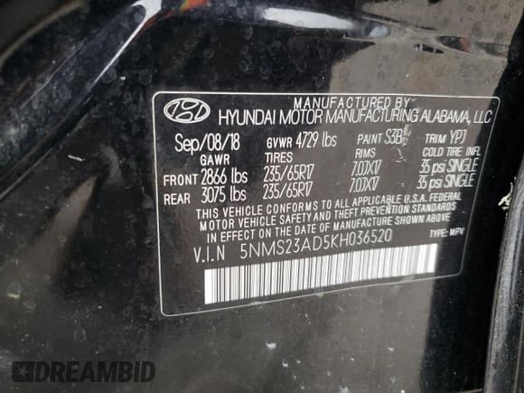 ✅ 2019 Hyundai Santa Fe SE • VIN: 5NMS23AD5KH036520 • Lot: 37658874. Wystawiony na Copart z przebiegiem 87 642 mil. Bezpłatny archiwum sprzedaży aukcyjnych z USA i szczegółowy raport historii pojazdu na DreamBid. Zdjęcie 13.