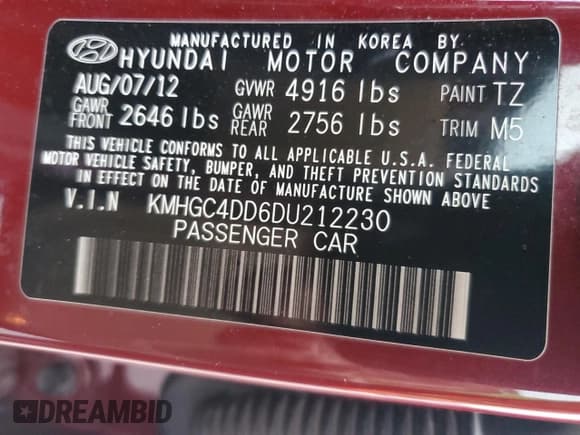 ✅ 2013 Hyundai Genesis 3.8L • VIN: KMHGC4DD6DU212230 • Lot: 84262325. Listed on Copart with 83,676 mi. Free auction sales archive from the USA and detailed vehicle history report at DreamBid. Image 13.