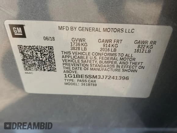 ✅ 2018 Chevrolet Cruze LT • VIN: 1G1BE5SM3J7241396 • Lot: 91491685. Wystawiony na Copart z przebiegiem 103 097 mil. Bezpłatny archiwum sprzedaży aukcyjnych z USA i szczegółowy raport historii pojazdu na DreamBid. Zdjęcie 12.