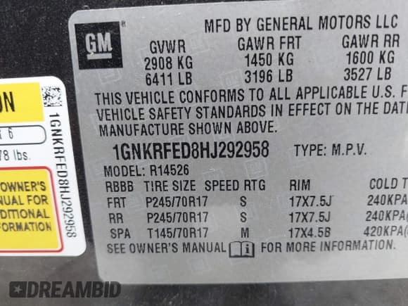 ✅ 2017 Chevrolet Traverse LS • VIN: 1GNKRFED8HJ292958 • Lot: 43543259. Wystawiony na IAAI z przebiegiem 157 378 mil. Bezpłatny archiwum sprzedaży aukcyjnych z USA i szczegółowy raport historii pojazdu na DreamBid. Zdjęcie 9.