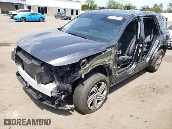 2022 Hyundai Santa Fe SE z VIN 5NMS1DAJ9NH417869, wystawiony jako Copart lot #58532455 z przebiegiem 57 783 mil mil oraz Szkoda całkowita • Salvage title. Historia ofert i sprzedaży dostępna na DreamBid. Obrazek 1.