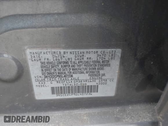 ✅ 2016 Nissan Note SV • VIN: 3N1CE2CP9GL407236 • Lot: 41908426. Listed on IAAI with 102,404 mi. Free auction sales archive from the USA and detailed vehicle history report at DreamBid. Image 9.