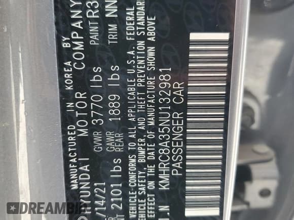 ✅ 2022 Hyundai Venue Limited • VIN: KMHRC8A35NU132981 • Lot: 83017264. Listed on Copart with Not provided. Free auction sales archive from the USA and detailed vehicle history report at DreamBid. Image 13.