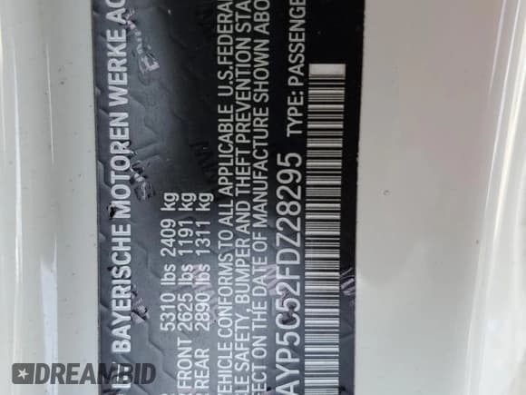 ✅ 2015 BMW 6 Series 640i xDrive • VIN: WBAYP5C52FDZ28295 • Lot: 71644454. Listed on Copart with 41,924 mi. Free auction sales archive from the USA and detailed vehicle history report at DreamBid. Image 12.