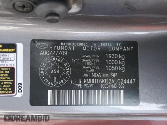 ✅ 2010 Hyundai Genesis Coupe Track • VIN: KMHHT6KD2AU024447 • Лот: 48825985. Опубликован ранее на Copart с пробегом 145 928 миль. Бесплатный доступ к архиву аукционных продаж из США и подробный отчёт об истории автомобиля на DreamBid. Изображение 13.