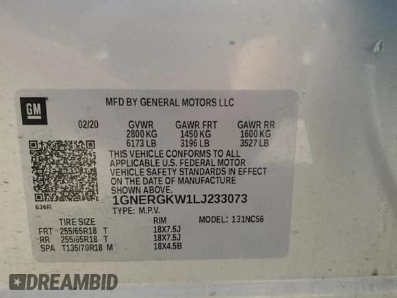 ✅ 2020 Chevrolet Traverse LT Cloth • VIN: 1GNERGKW1LJ233073 • Lot: 81937685. Listed on Copart with 84,589 mi. Free auction sales archive from the USA and detailed vehicle history report at DreamBid. Image 13.