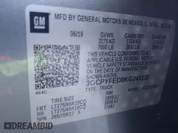 ✅ 2019 Chevrolet Silverado 1500 LT Trail Boss • VIN: 3GCPYFED8KG241132 • Лот: 42441860. Опубликован ранее на IAAI с пробегом 107 023 миль. Бесплатный доступ к архиву аукционных продаж из США и подробный отчёт об истории автомобиля на DreamBid. Изображение 9.