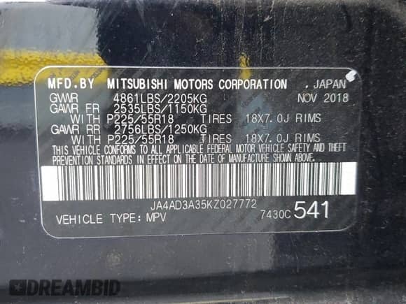 2019 Mitsubishi Outlander SE with VIN JA4AD3A35KZ027772, listed as a Copart auction lot 81328275 with 107,947 mi miles and Salvage title. Bid and sale history available at DreamBid. Image 14.