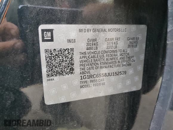 ✅ 2018 Chevrolet Volt LT • VIN: 1G1RC6S58JU152539 • Lot: 50875514. Wystawiony na Copart z przebiegiem 73 925 mil. Bezpłatny archiwum sprzedaży aukcyjnych z USA i szczegółowy raport historii pojazdu na DreamBid. Zdjęcie 12.