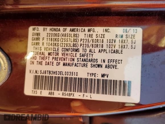 ✅ 2014 Acura RDX Technology • VIN: 5J8TB3H53EL003510 • Lot: 89458625. Listed on Copart with 90,253 mi. Free auction sales archive from the USA and detailed vehicle history report at DreamBid. Image 13.