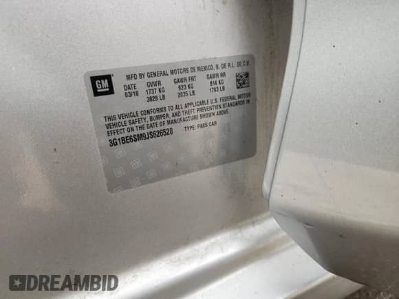 2018 Chevrolet Cruze LT z VIN 3G1BE6SM9JS626520, wystawiony jako Copart lot #86172105 z przebiegiem 54 103 mil mil oraz Czysty tytuł • Clean title. Historia ofert i sprzedaży dostępna na DreamBid. Obrazek 12.