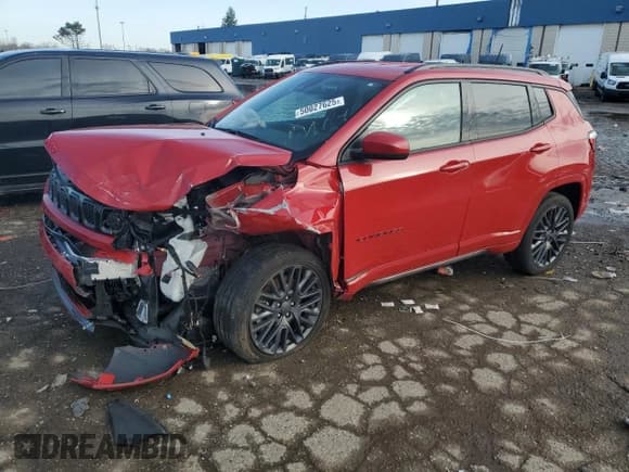 ✅ 2023 Jeep Compass (RED) Edition • VIN: 3C4NJDCN2PT559502 • Lot: 50027625. Listed on Copart with 16,761 mi. Free auction sales archive from the USA and detailed vehicle history report at DreamBid. Image 1.