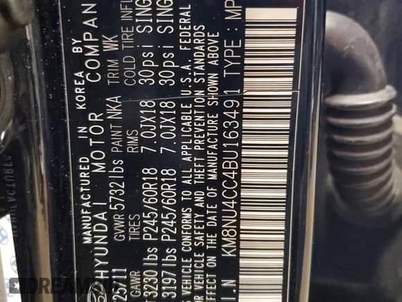 2011 Hyundai Veracruz GLS с VIN KM8NU4CC4BU163491, выставлен на аукционе Copart как лот 87170394 с пробегом 87 886 миль миль и Списание • Salvage title. История ставок и продаж доступна на DreamBid. Изображение 12.