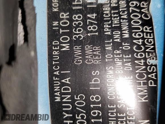 ✅ 2006 Hyundai Accent GLS • VIN: KMHCN46C46U007974 • Lot: 56769975. Listed on Copart with Not provided. Free auction sales archive from the USA and detailed vehicle history report at DreamBid. Image 12.