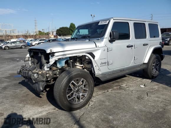 ✅ 2024 Jeep Wrangler Sahara • VIN: 1C4PJXEN2RW129215 • Lot: 69625995. Listed on Copart with 44,323 mi. Free auction sales archive from the USA and detailed vehicle history report at DreamBid. Image 1.