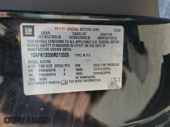 ✅ 2008 GMC Yukon • VIN: 1GKFK13558R213328 • Lot: 72502884. Wystawiony na Copart z przebiegiem 504 939 mil. Bezpłatny archiwum sprzedaży aukcyjnych z USA i szczegółowy raport historii pojazdu na DreamBid. Zdjęcie 15.